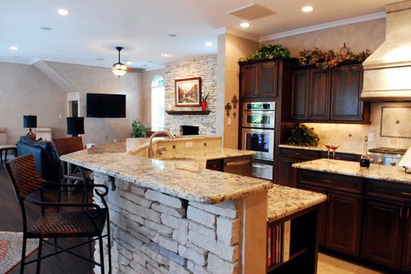 Bí quyết thiết kế phòng khách kết hợp bếp