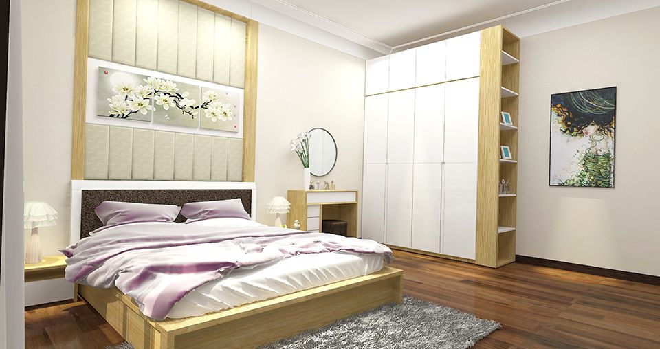 thiết kế nội thất phòng ngủ con gái