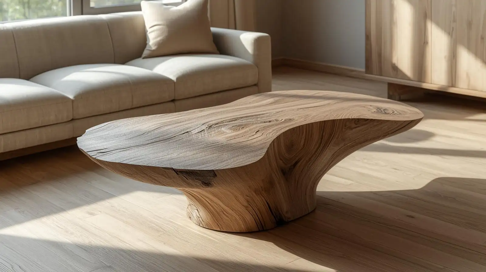Bàn trà Wabi Sabi dáng cong mềm mại bằng gỗ tự nhiên tôn vinh vẻ đẹp tự nhiênBàn trà Wabi Sabi dáng cong mềm mại bằng gỗ tự nhiên tôn vinh vẻ đẹp tự nhiên