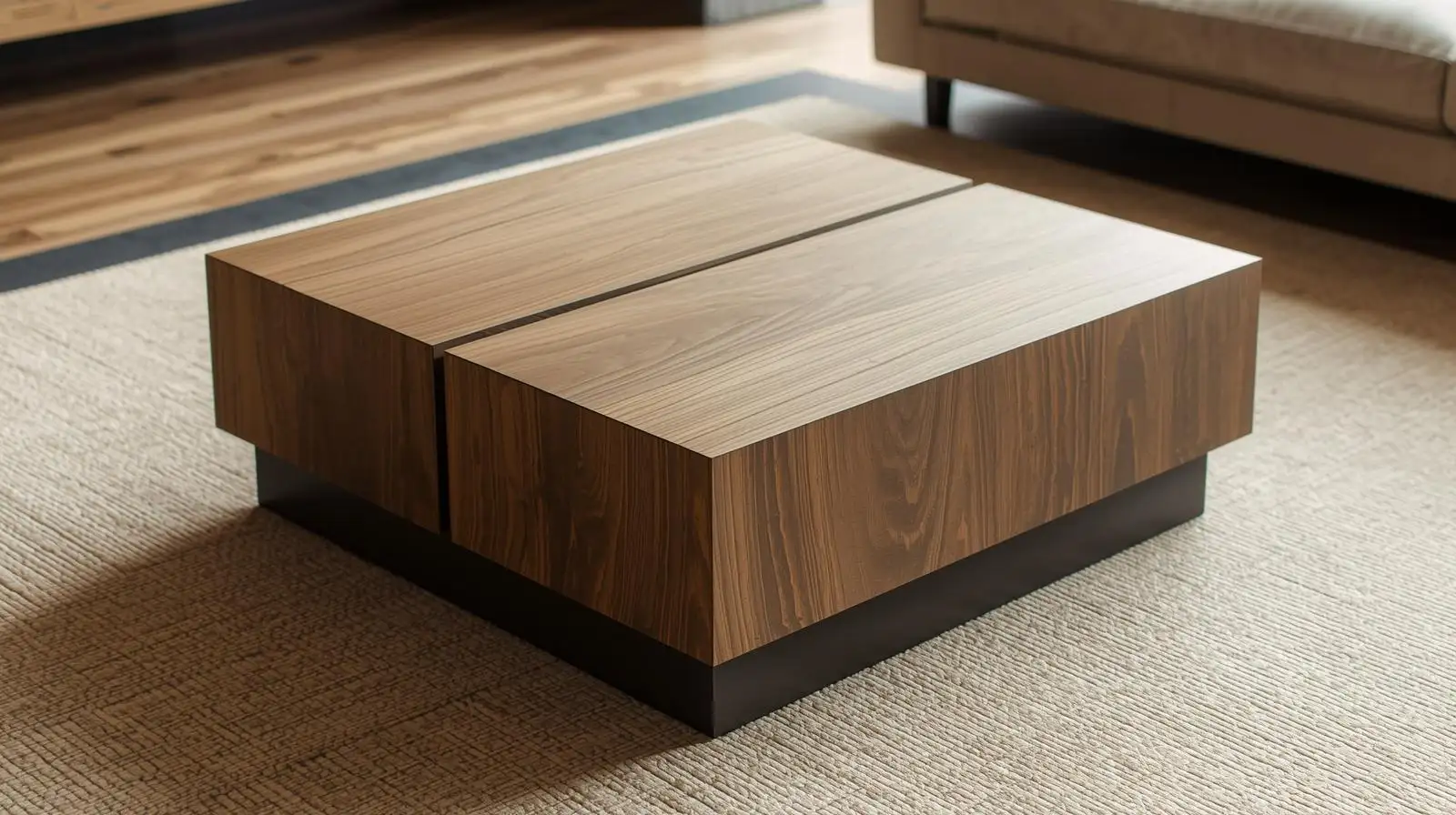 bàn trà wabi sabi khối vuông gỗ tự nhiên kết hợp đá tự nhiên phong cách japandi tối giản