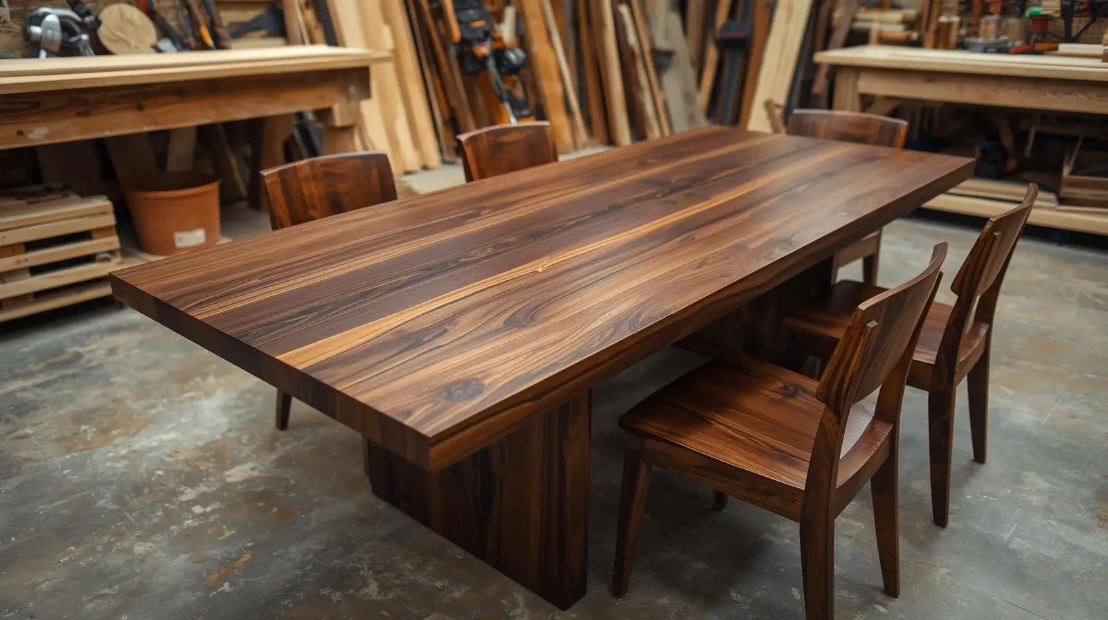 bộ bàn ghế ăn được sơn pu hoàn thiện 