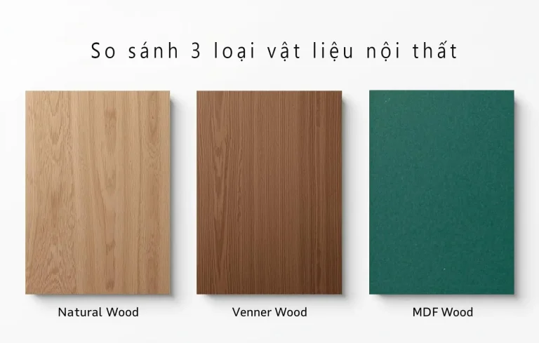so sánh 3 loại vật liệu nội thất gỗ tự nhiên, mdf, veneer
