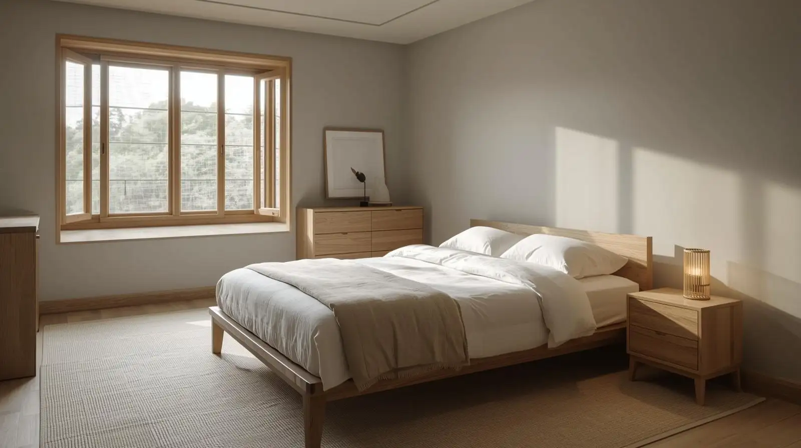 Phòng ngủ phong cách japandi ấm cúng