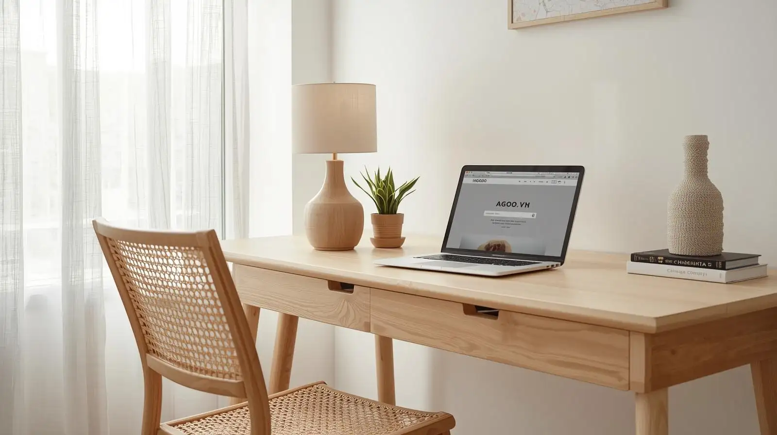 Phòng ngủ Japandi tối giản với giường gỗ thấp