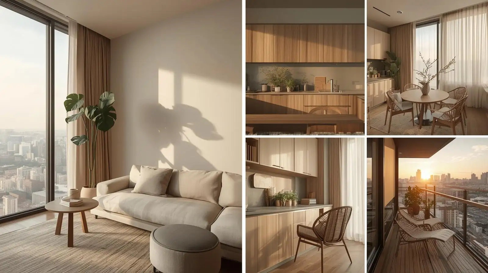 một căn hộ chung cư phong cách Biophilic Design.