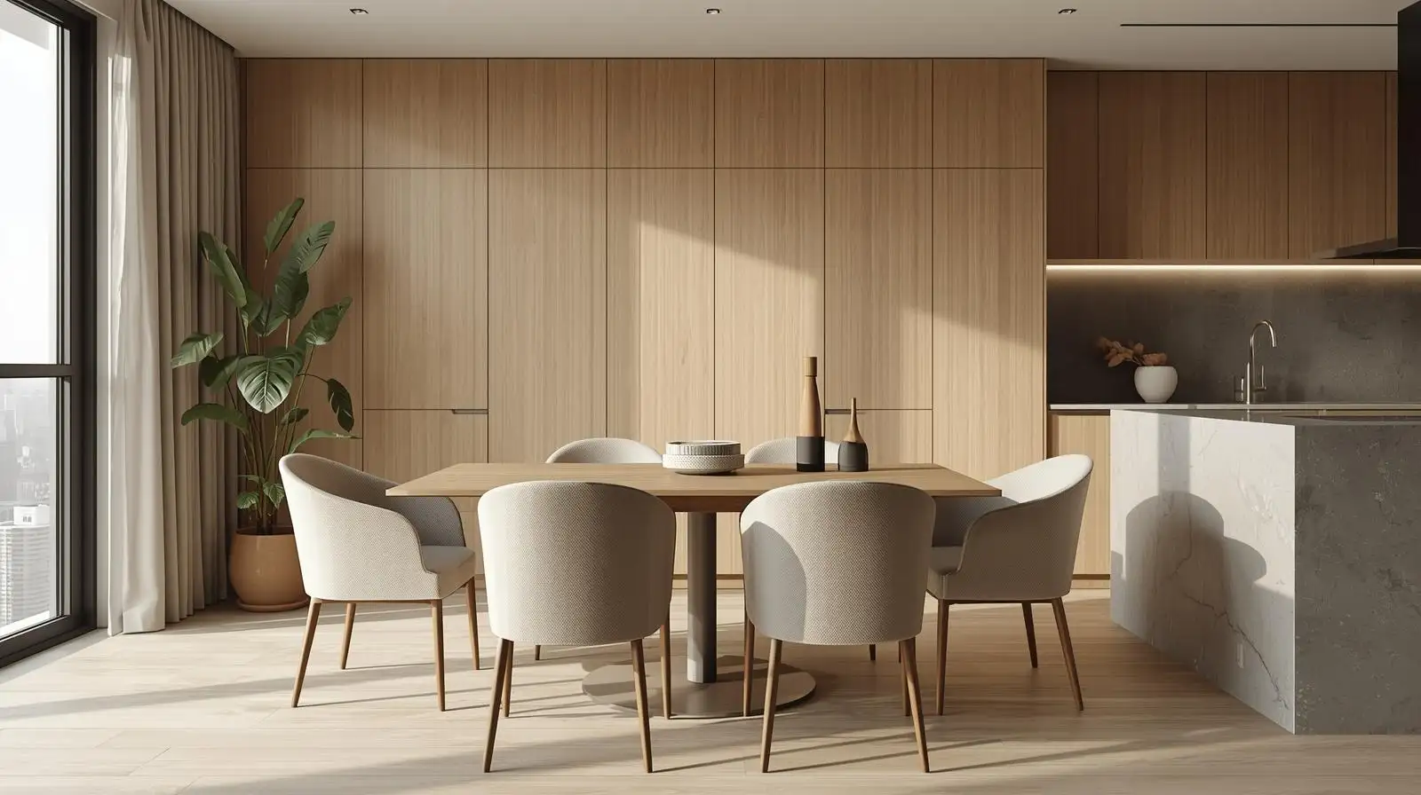 phòng bếp căn hộ phong cách Biophilic Design.