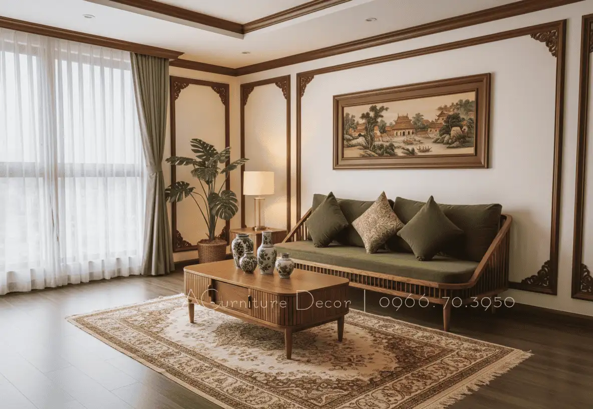 sofa kbh trong phòng khách indochine