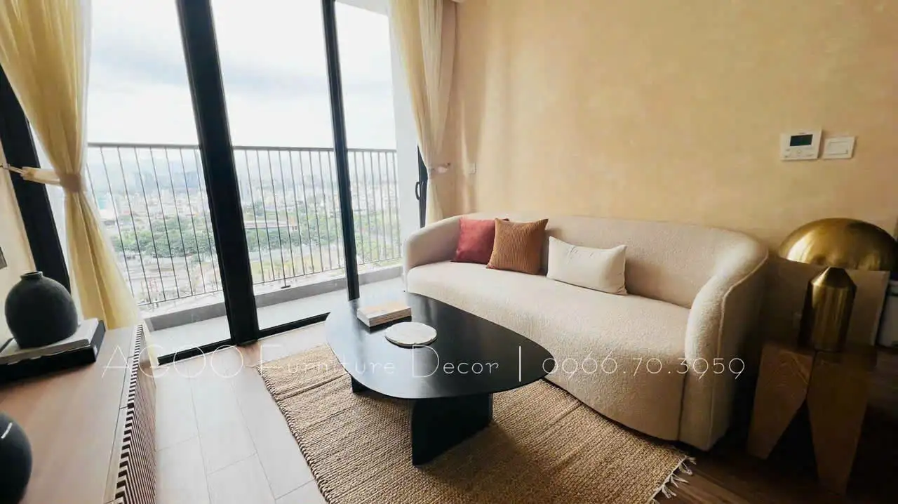 phòng khách nội thất japandi tối giản