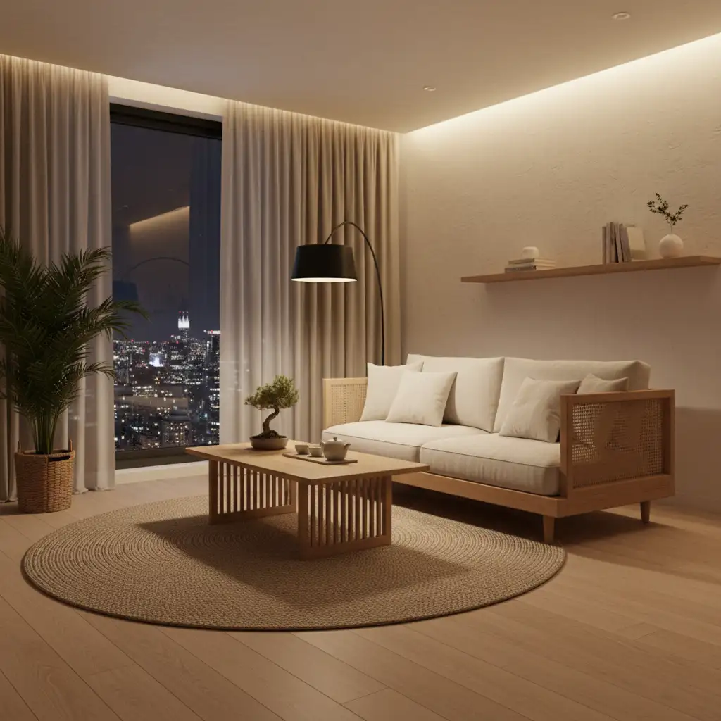 Sự tĩnh mịch đẹp như thơ dưới ánh đèn giấu trong trần