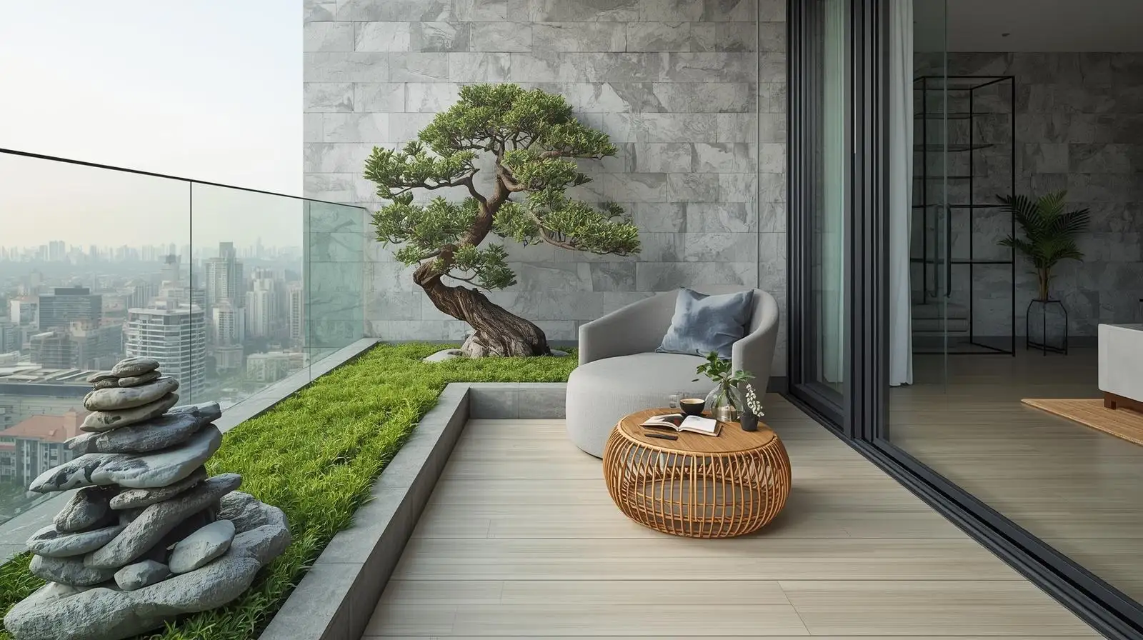 Ban công Bonsai & Đá cảnh – Tinh thần Nhật trong không gian hiện đại