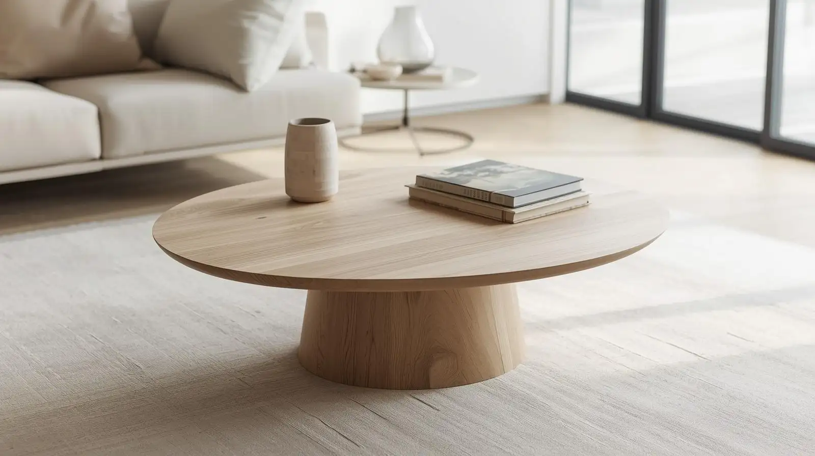 Mẫu bàn tròn chân trụ thấp – Nhịp sống chậm và tinh giản