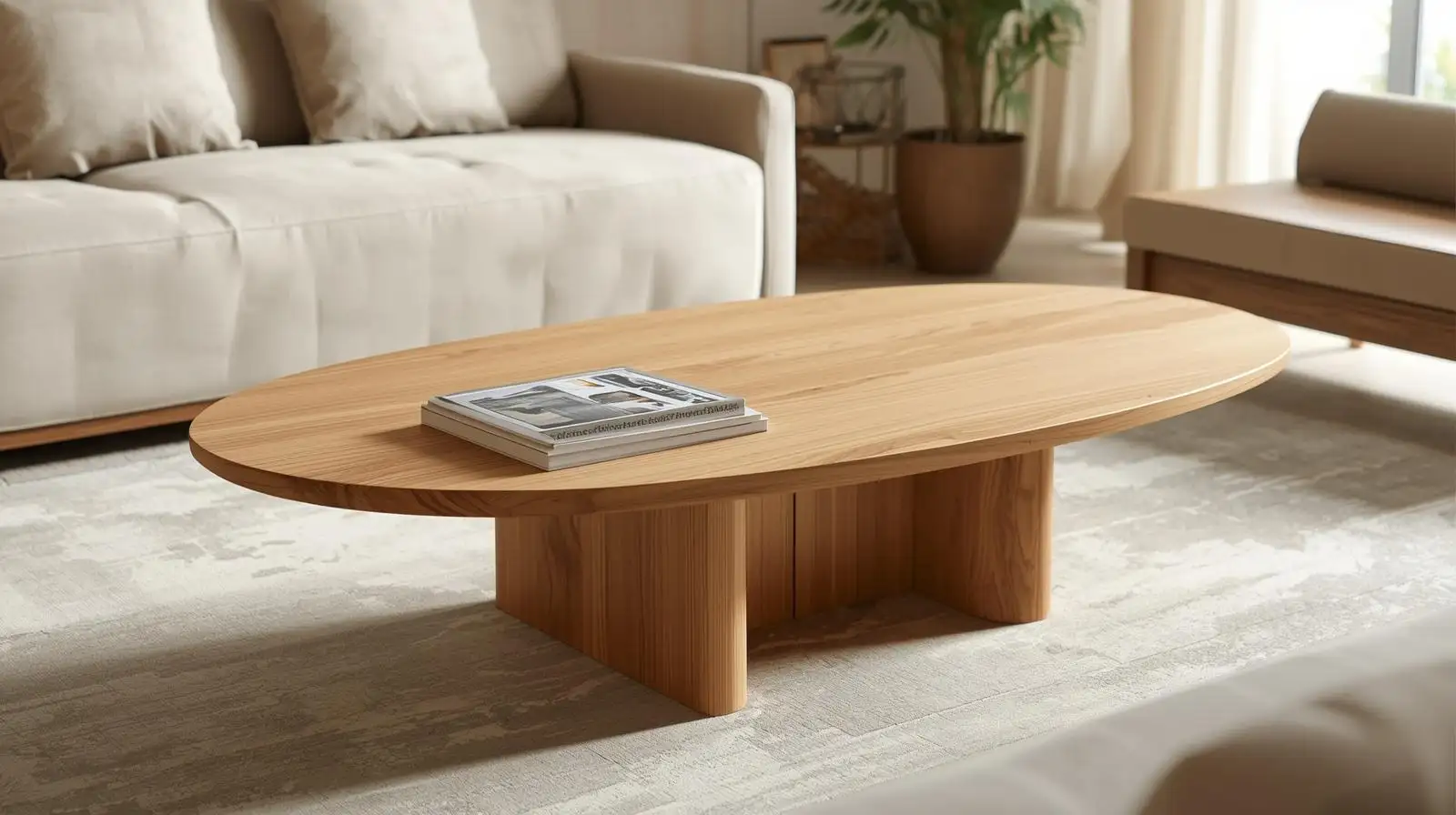 Mẫu bàn oval chân đặc – Hiện đại và tĩnh tại