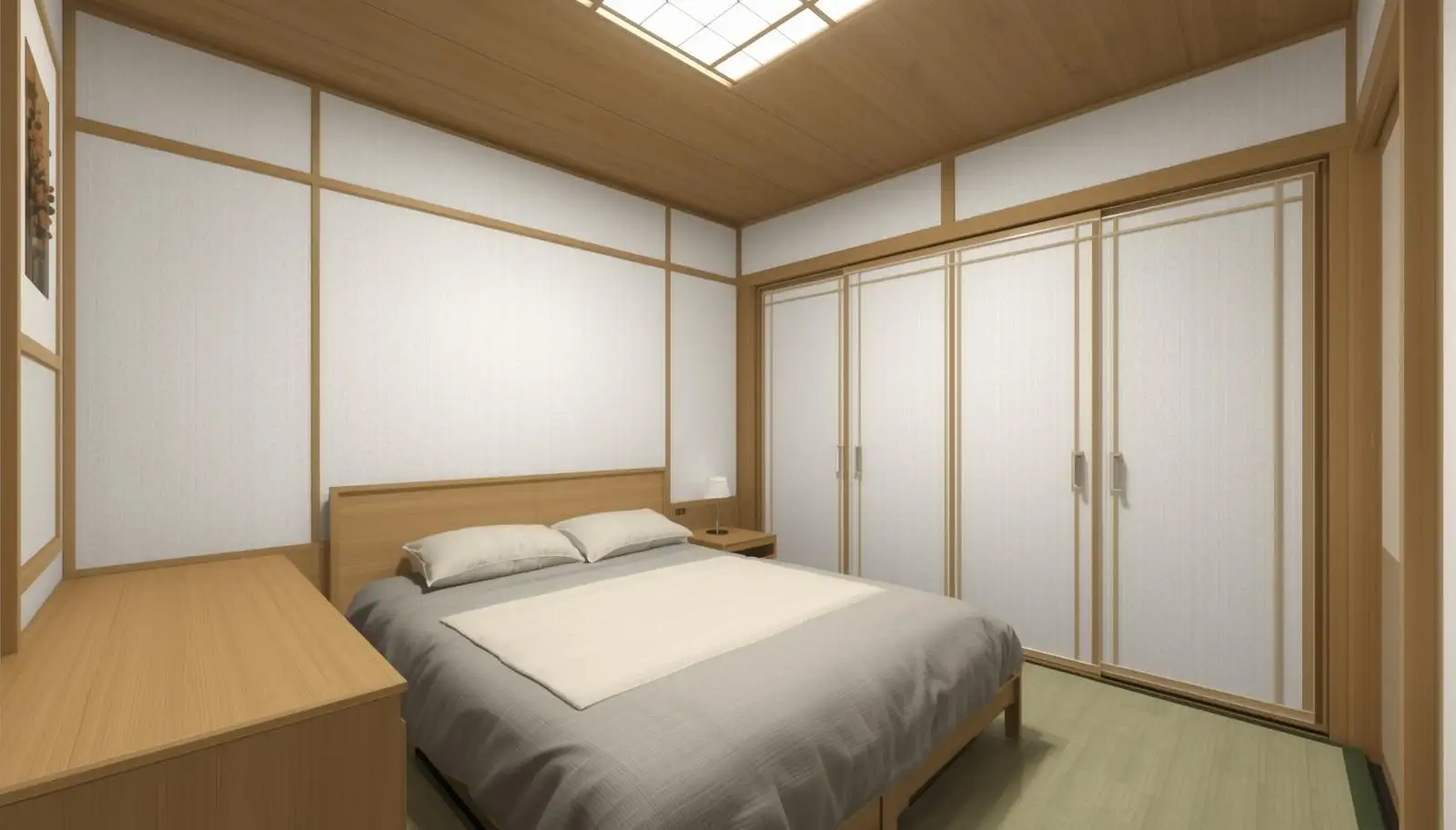 Phòng ngủ căn hộ nhỏ dưới 50m2 phong cách japandi
