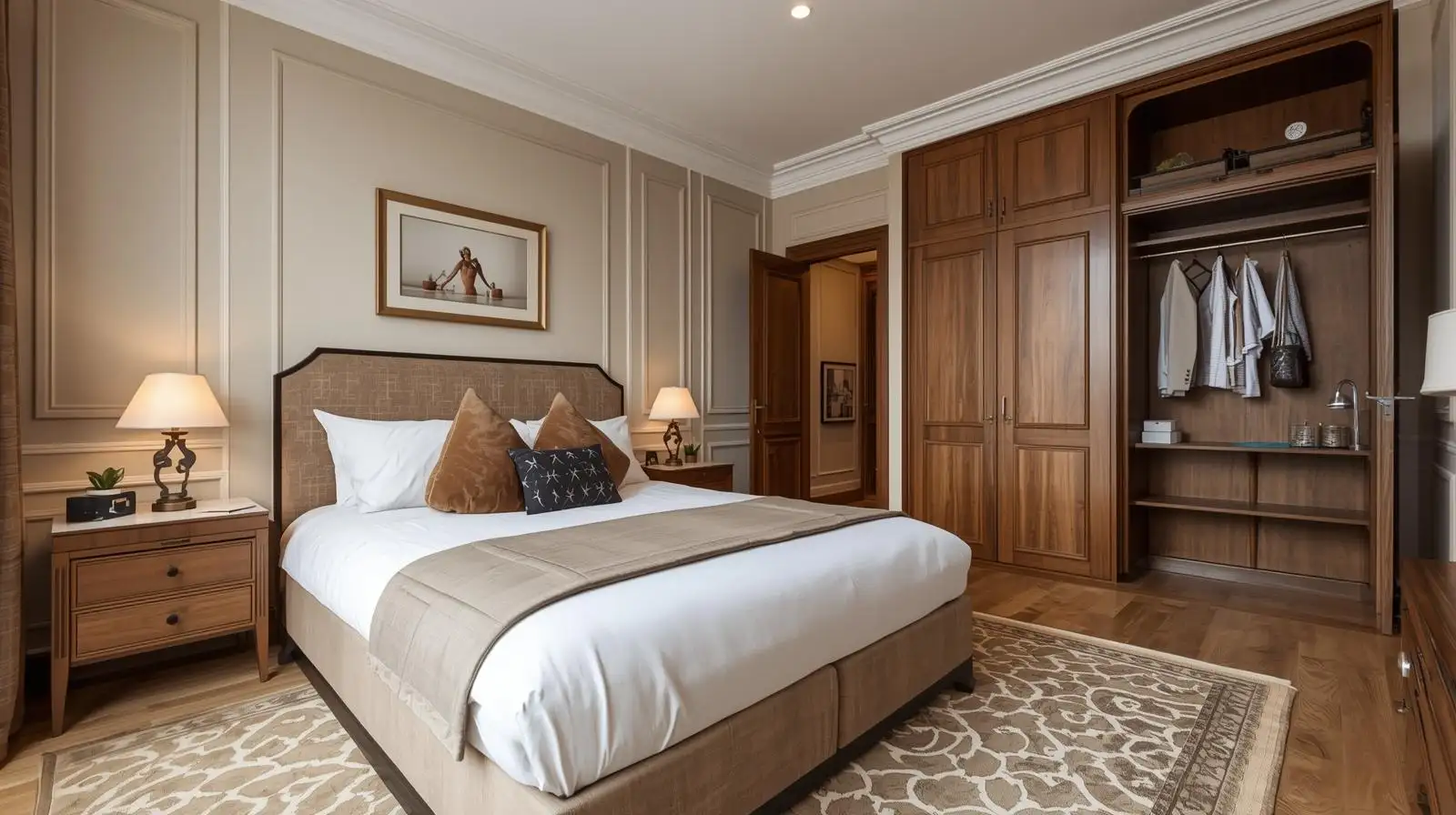 mẫu phòng ngủ tông màu óc chó phong cách hiện đại