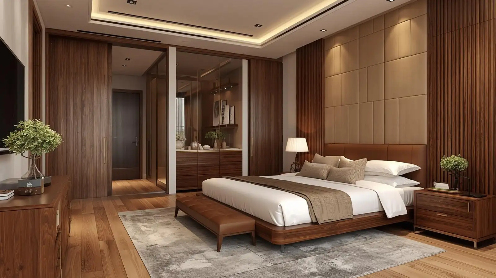 mẫu phòng ngủ tông màu óc chó