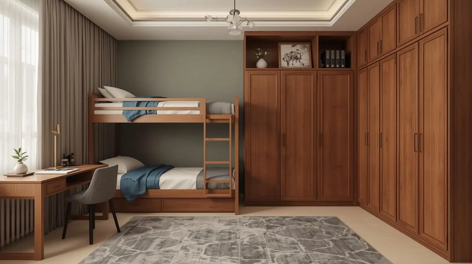 Nhóm giường tầng + tủ liền khối tối ưu từng cm diện tích