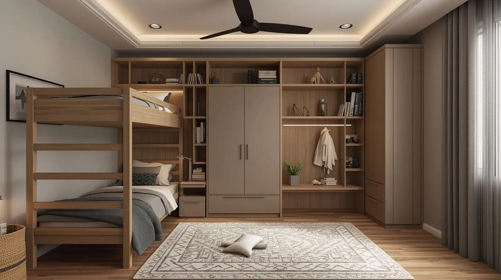 Nhóm phòng ngủ trẻ em thiết kế tông sáng – tạo cảm giác phòng rộng hơn thực tế