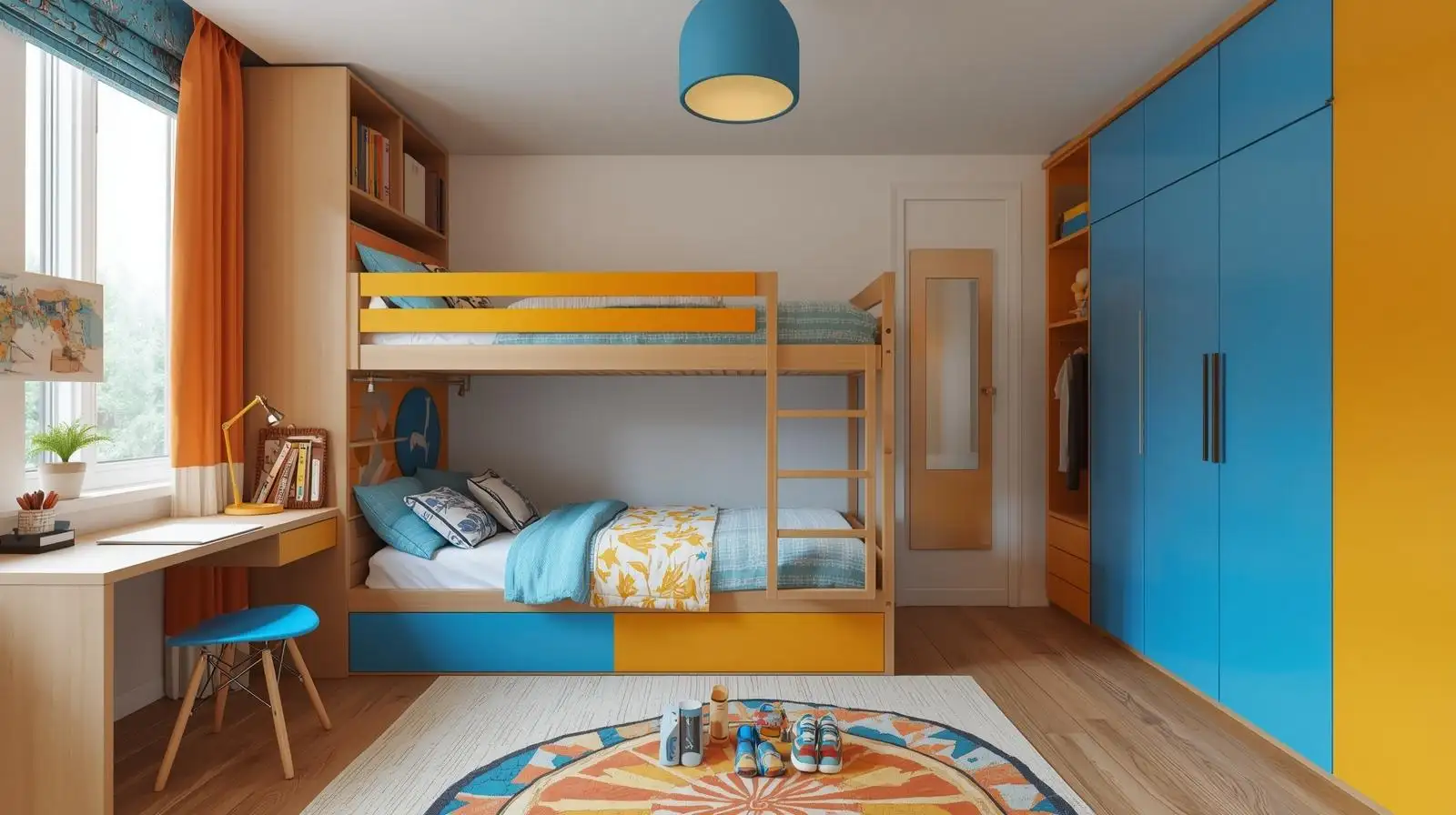 Nhóm phòng ngủ trẻ em màu trẻ trung – năng động cho phòng nhỏ nhưng sinh động