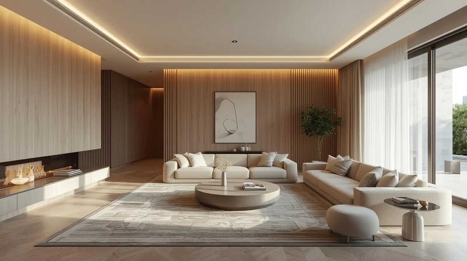 phòng khách có tỷ lệ hoàn hảo: sofa kích thước vừa, bàn trà phù hợ