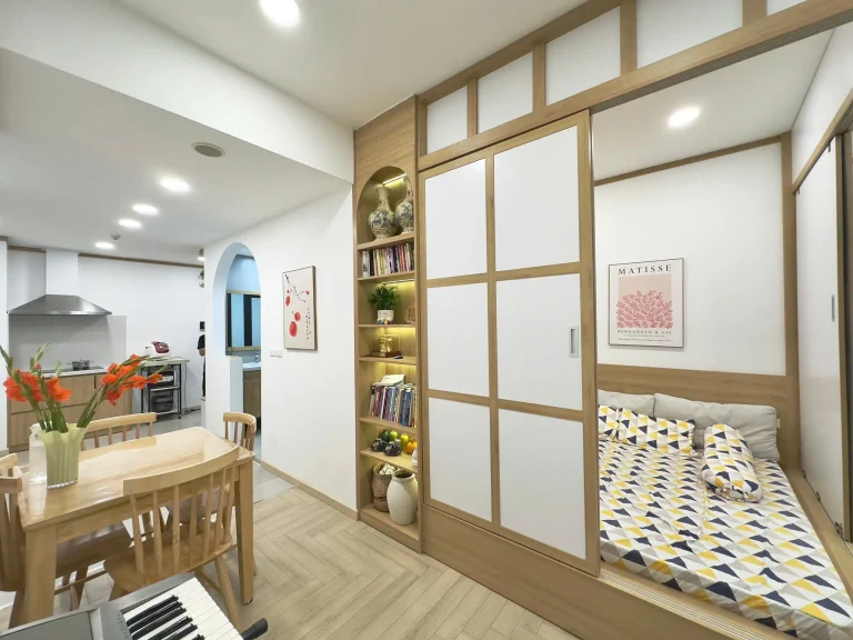 biến căn tập thể cũ thành không gian nội thất japandi hiện đại