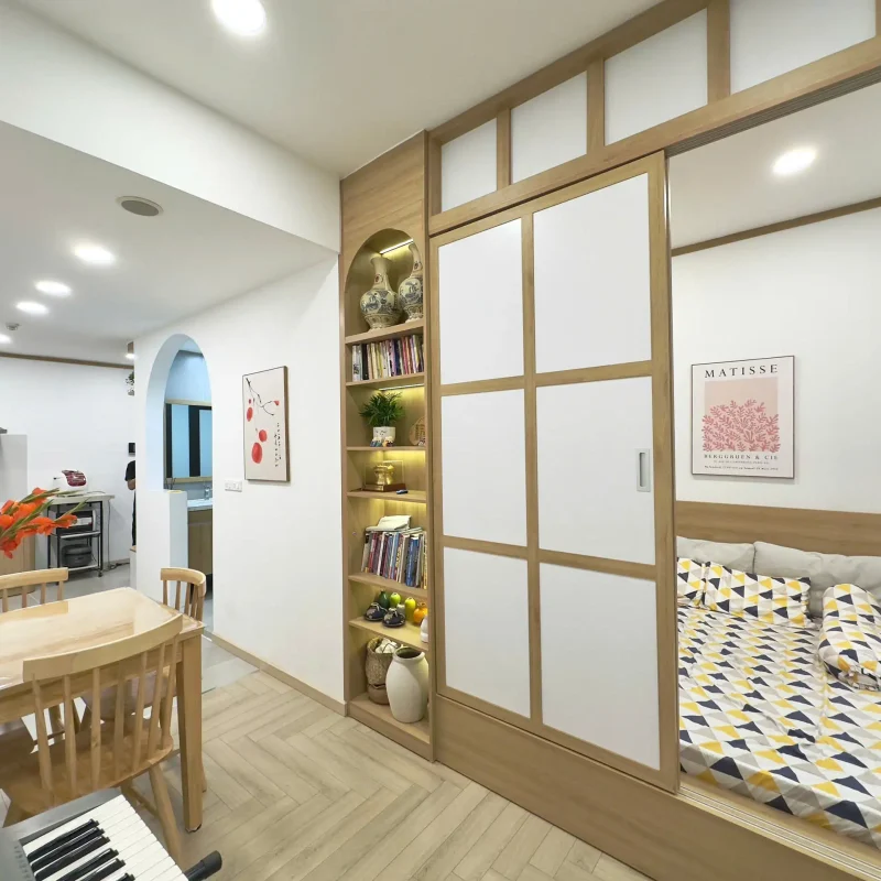 biến căn tập thể cũ thành không gian nội thất japandi hiện đại