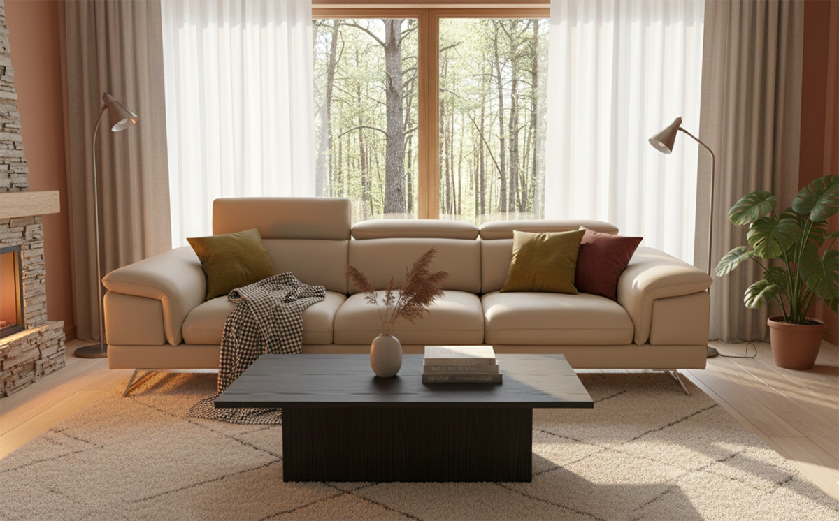 Sofa Nordic Breeze SF0029 - Đẳng Cấp Sofa Da Microfiber Cho Căn Hộ Hiện Đại