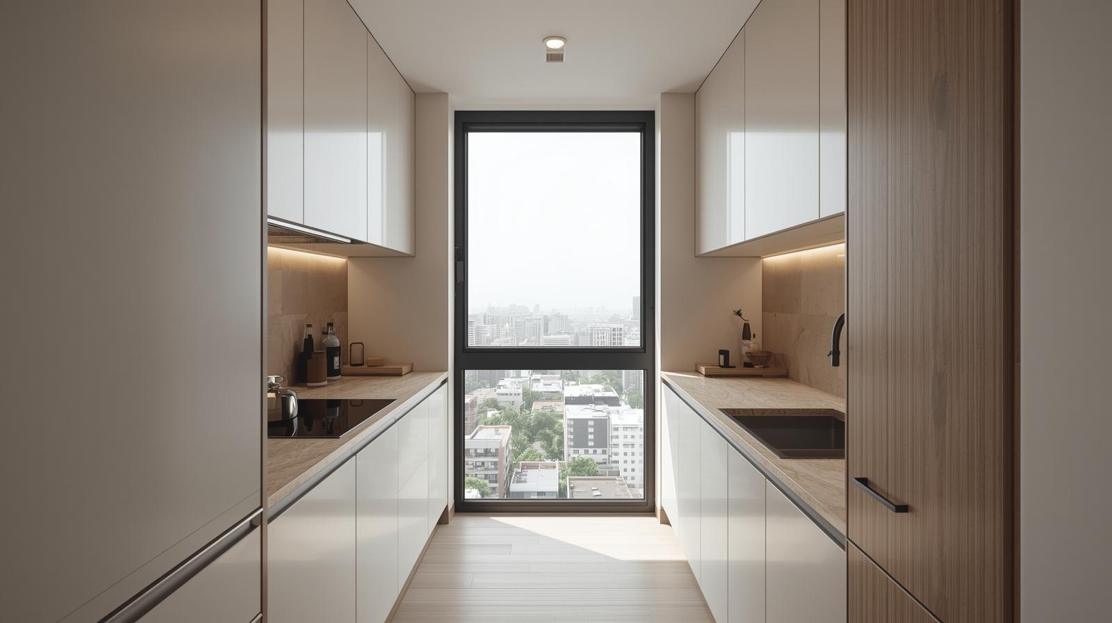 một phòng bếp nhỏ tại chung cư cao tầng tại hà nội phong cách Minimalism 2.0 được Signature Style nhưng vẫn giữ được sự tinh tế và tối giản