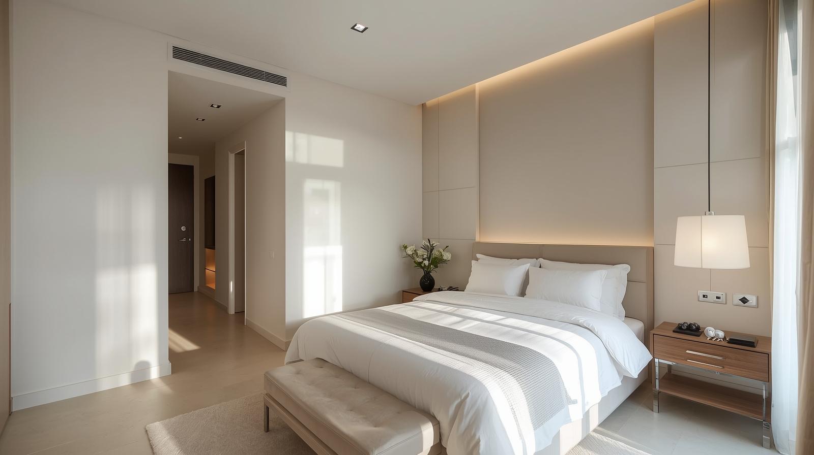 một phòng ngủ chung cư cao tầng tại hà nội phong cách Minimalism 2.0 được Signature Style nhưng vẫn giữ được sự tinh tế và tối giản