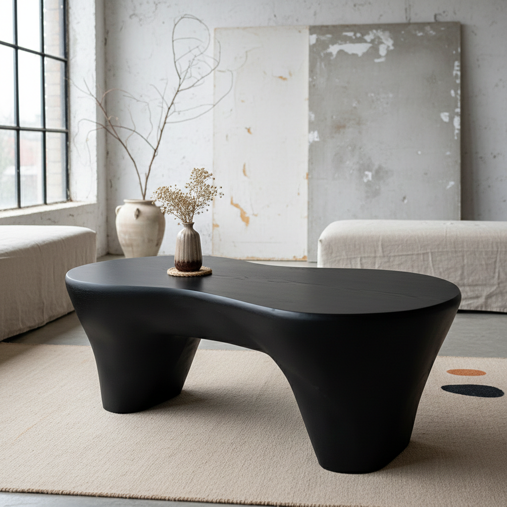 Bàn trà Pebble Khoảng Lặng Giữa Lòng Phố" hoặc "Sắc Diện Wabi-sabi Hiện Đại