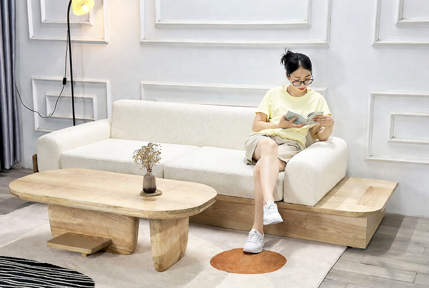 Sofa Nara SF0032 – sofa gỗ ASH tối giản, đệm K43 êm ái