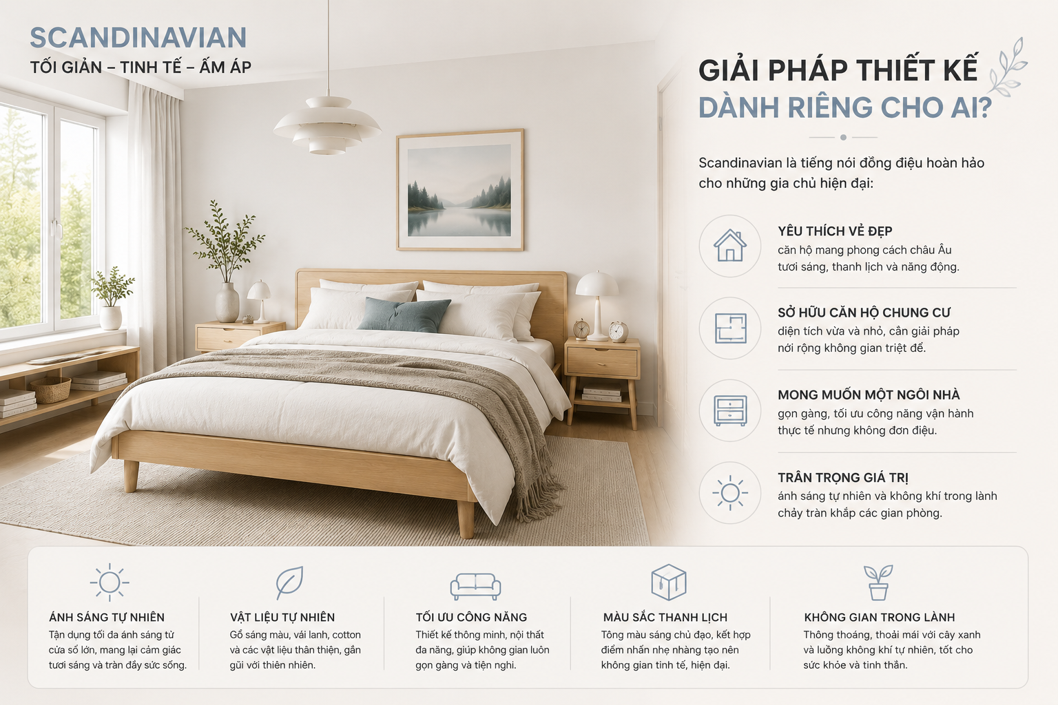Scandinavian phù hợp gia đình trẻ hiện đại tinh tế