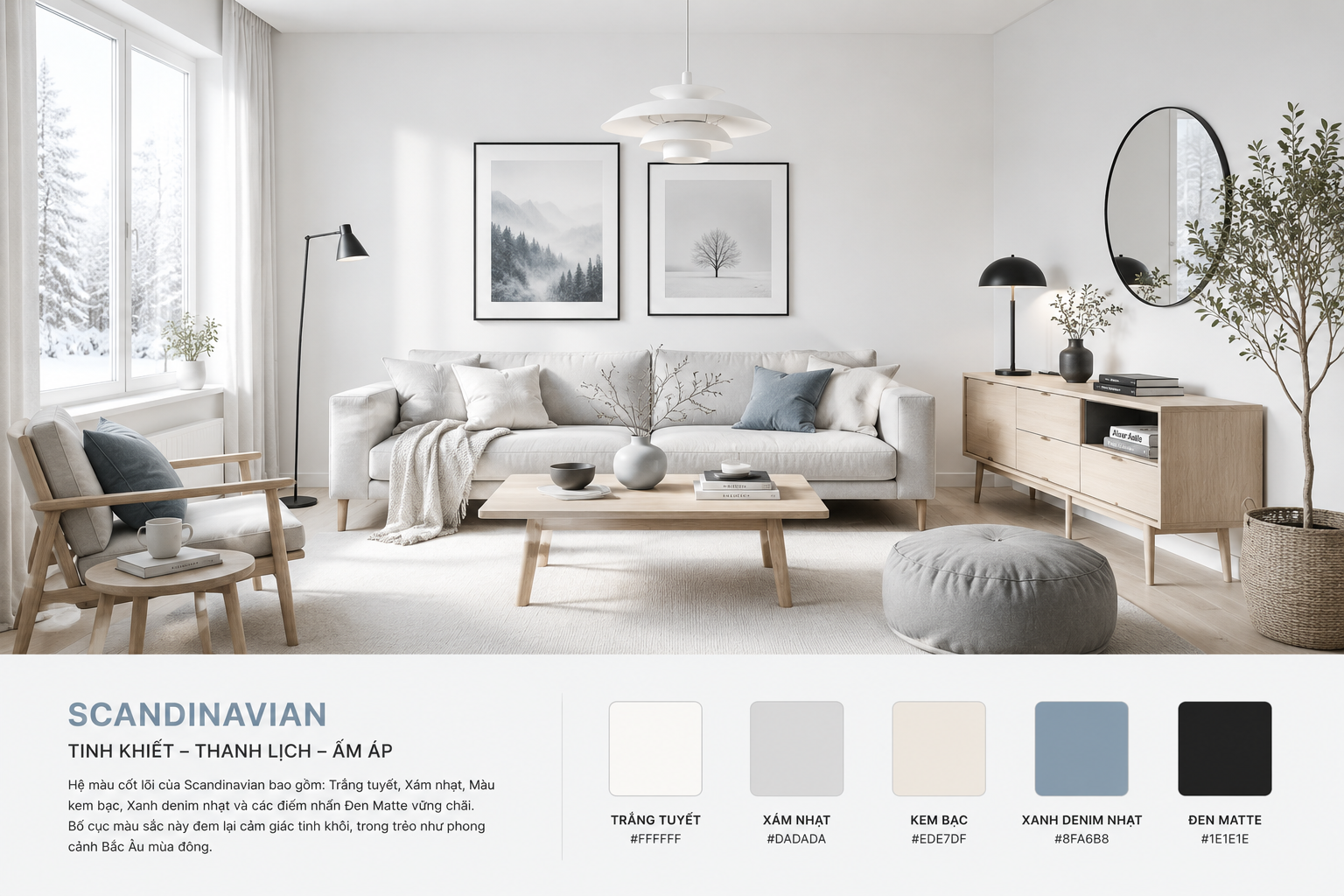 Bảng màu tươi sáng phóng khoáng trong thiết kế nội thất Scandinavian