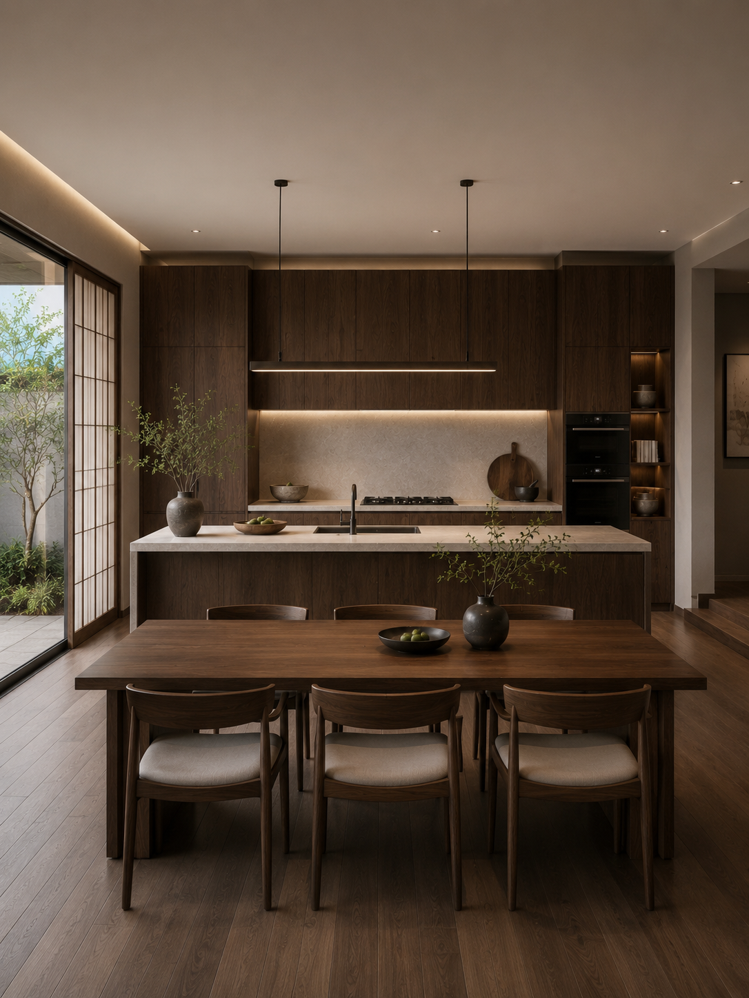 Phòng bếp gỗ óc chó walnut