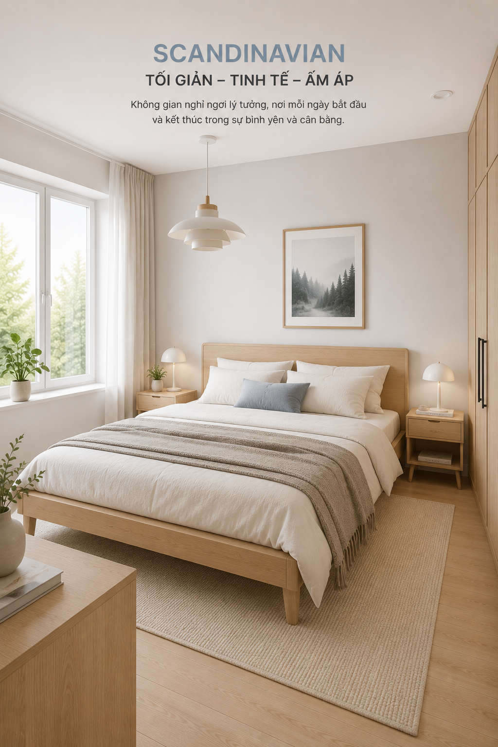 Không gian phòng ngủ Scandinavian tinh khôi ấm cúng