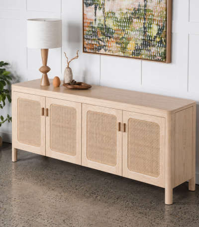 Mẫu tủ sideboard gỗ ASH sáng màu thiết kế tối giản, phù hợp không gian phòng khách và khu vực dining hiện đại.