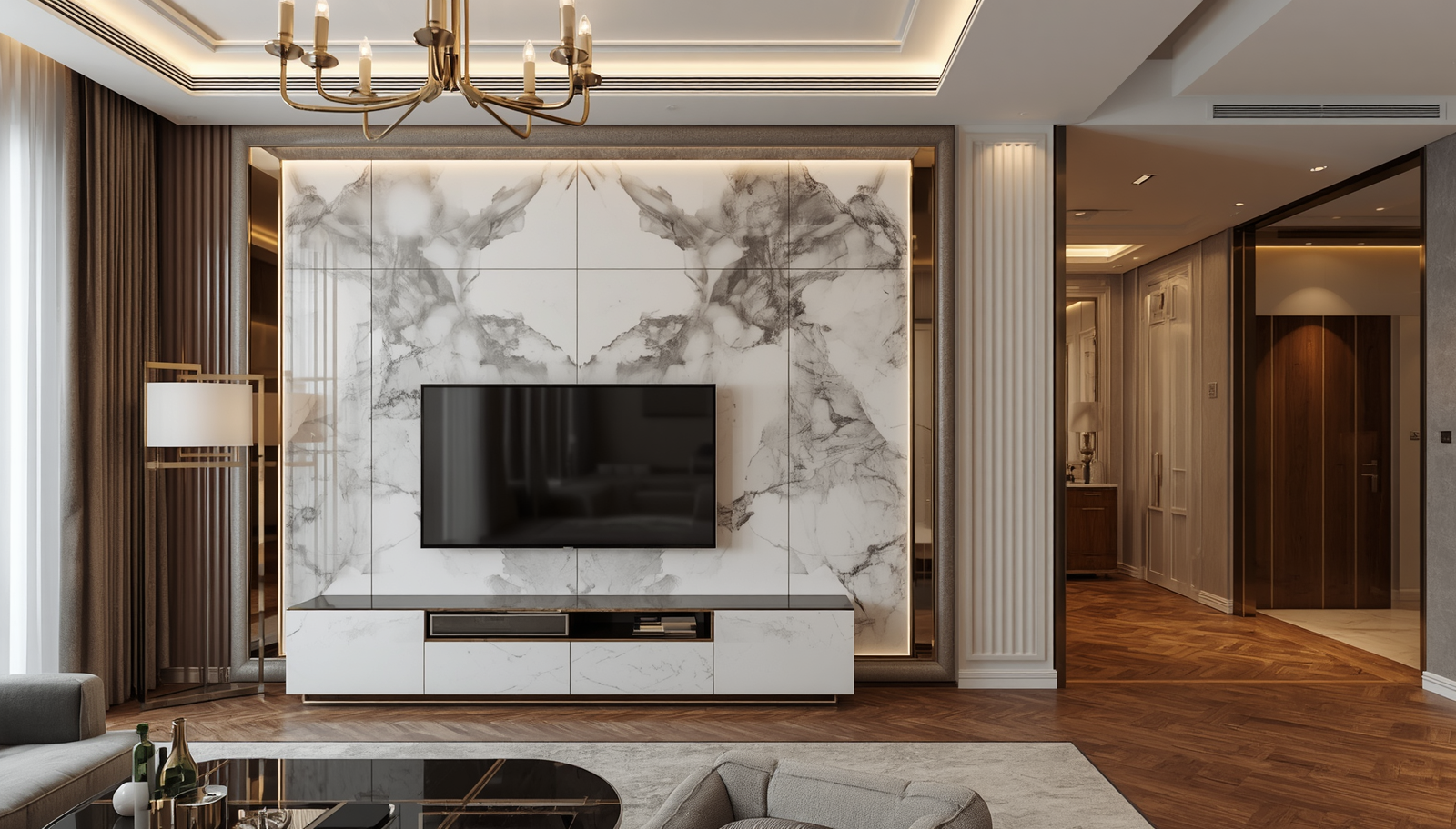 Tấm ốp nhựa PVC vân đá trong phong cách Modern Luxury