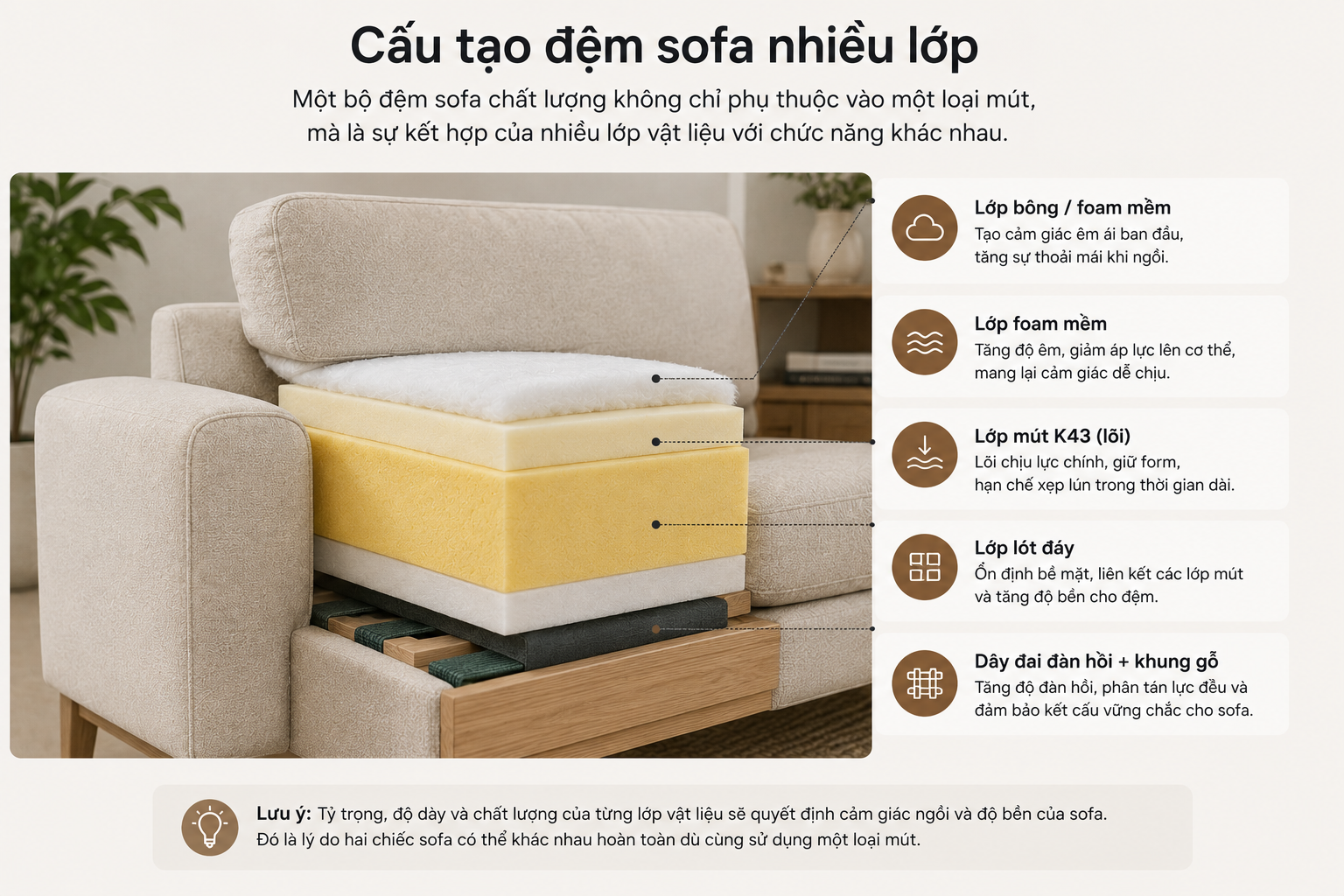 nên chọn loại mút nào cho sofa nhà bạn