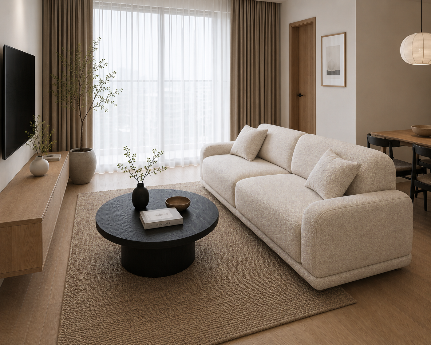 Sofa đệm sâu thư giãn cho phòng khách chung cư phong cách hiện đại