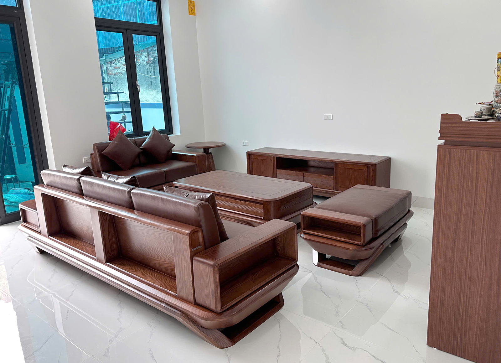 sofa gỗ tần bì ash phòng khách