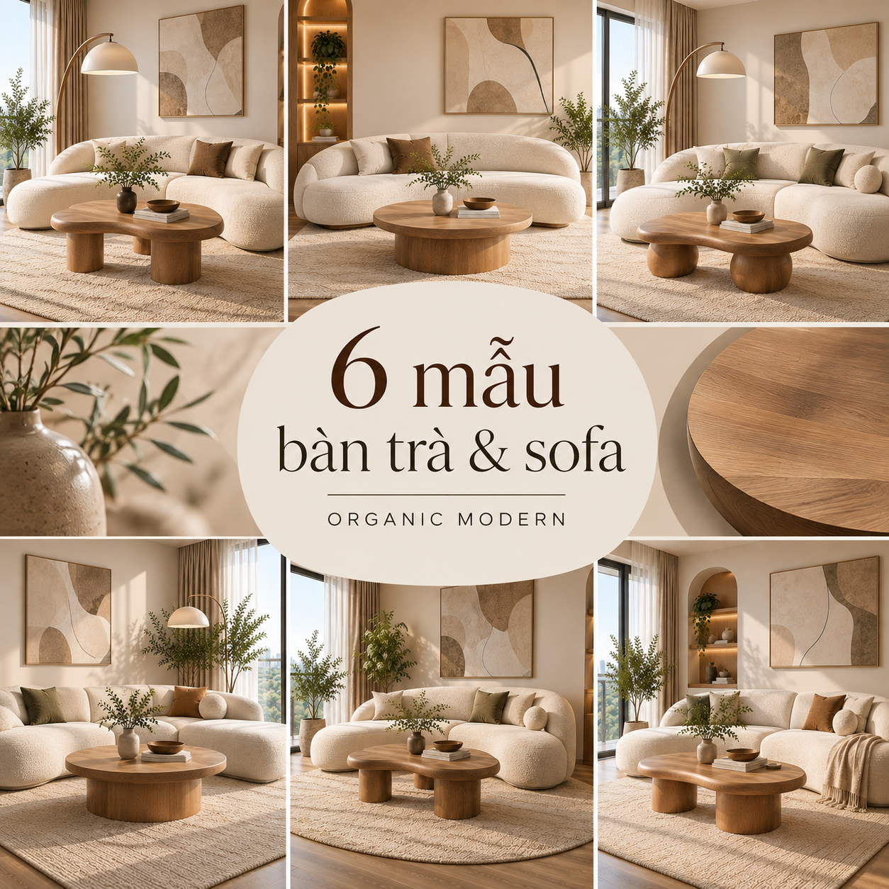 6 mẫu bàn trà organic modern cho phòng khách chung cư